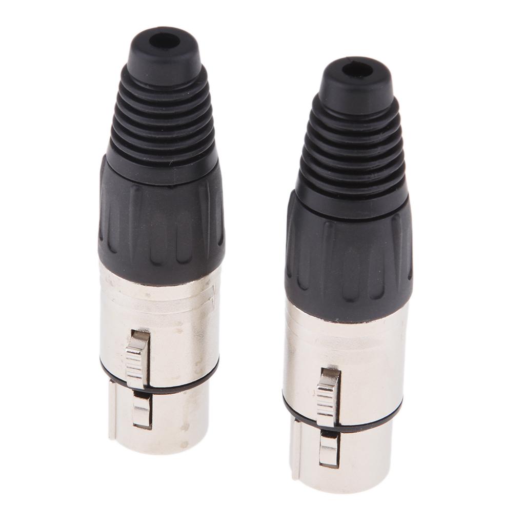 2 Pieces Metal 4Pin/4P XLR Connector Plug Female Audio Microphone Connector