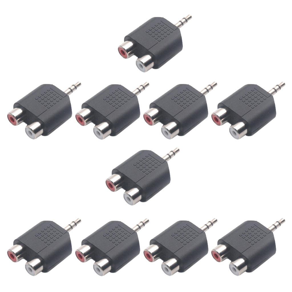 10pc 3.5mm to Dual 2 RCA Female Male Jack Y Splitter Audio Adapter Converter