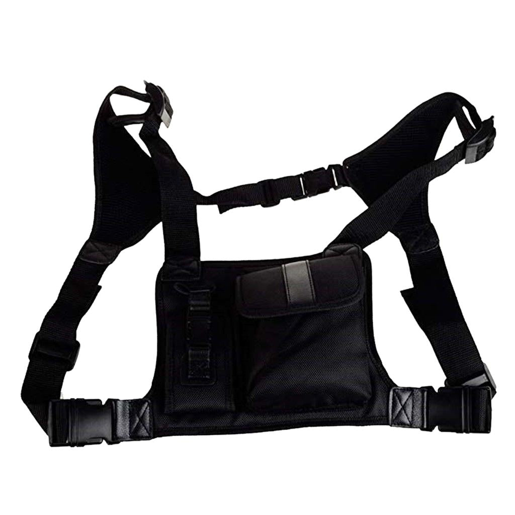 Radio Chest Harness Chest Front Pack Pouch Holster Vest Rig for 2 Way Radio