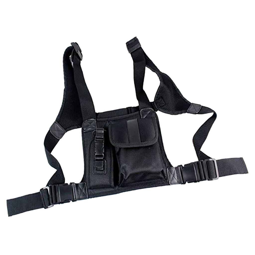 Radio Chest Harness Chest Front Pack Pouch Holster Vest Rig for 2 Way Radio