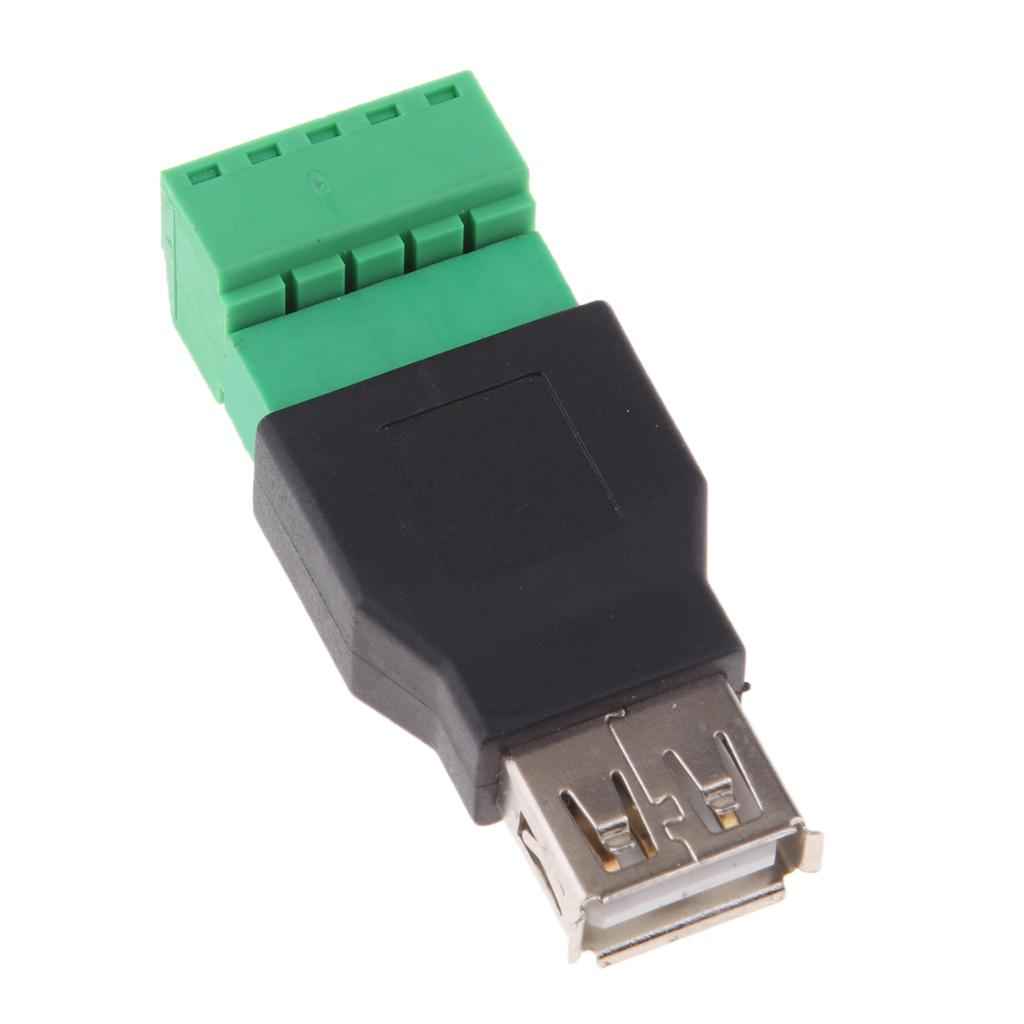 USB 2.0 A Female Plug to 5 Pin/Way Female Bolt Screw Shield terminals Pluggable Type Adapter
