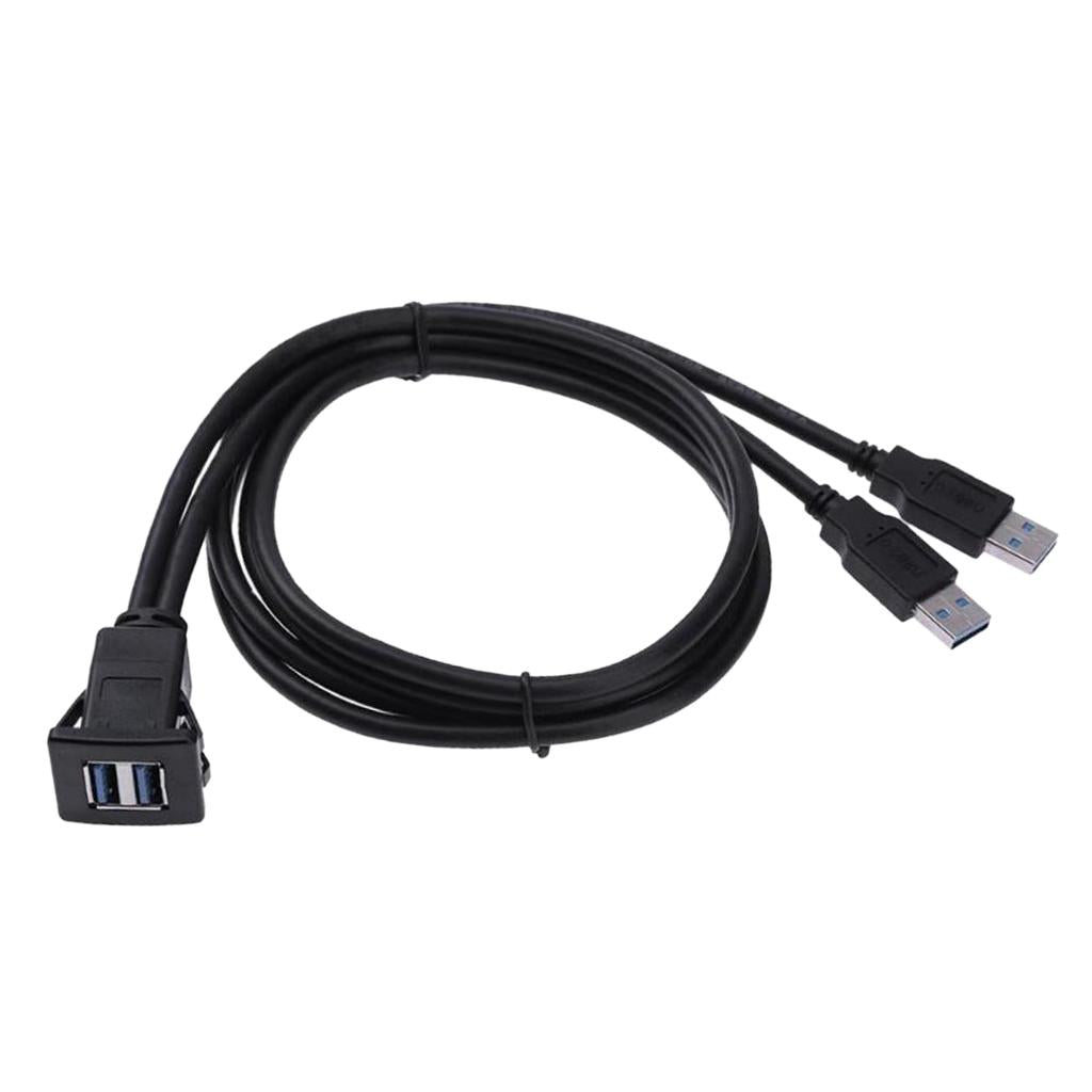 USB 3.0 Extension Flush Dash Panel Mount Cable for Car, Boat, Motorcycle 2m