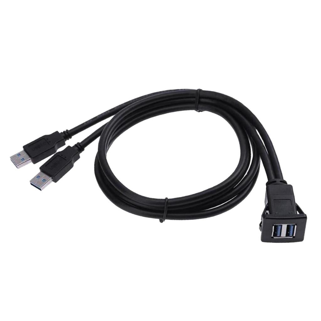 USB 3.0 Extension Flush Dash Panel Mount Cable for Car, Boat, Motorcycle 2m