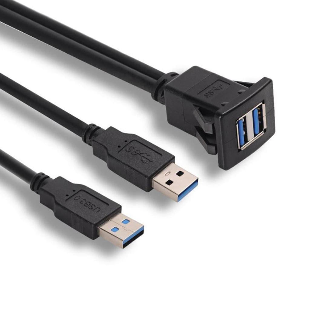 USB 3.0 Extension Flush Dash Panel Mount Cable for Car, Boat, Motorcycle 2m