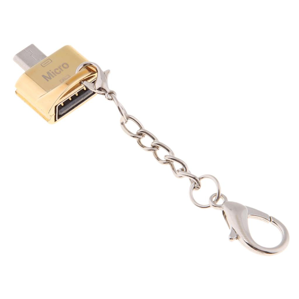 USB A Female to Micro USB Male OTG Adapter Connector for Phone Laptop Gold