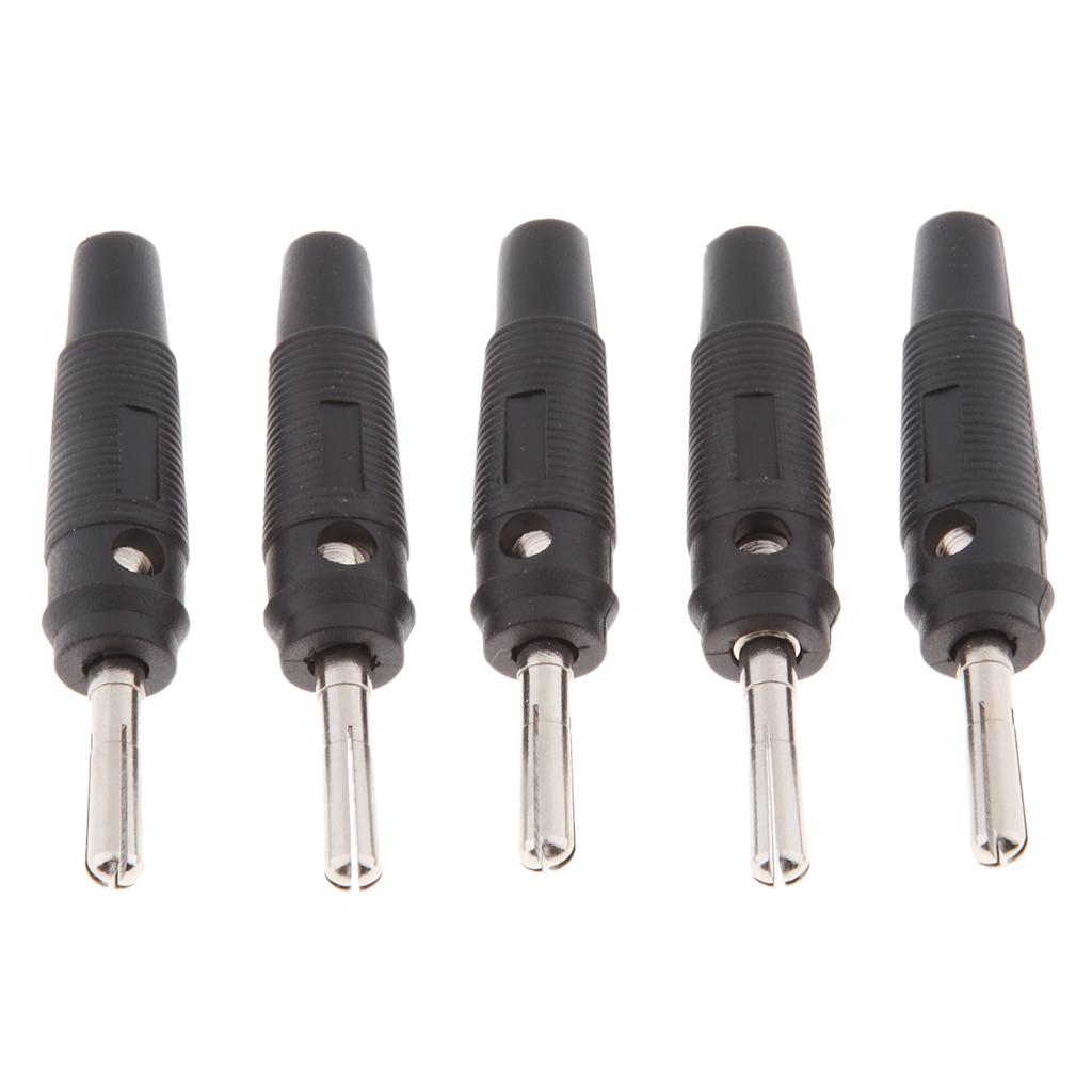 5Pieces 4mm Wire Audio Speaker Cable Banana Plug Connectors Adapter black