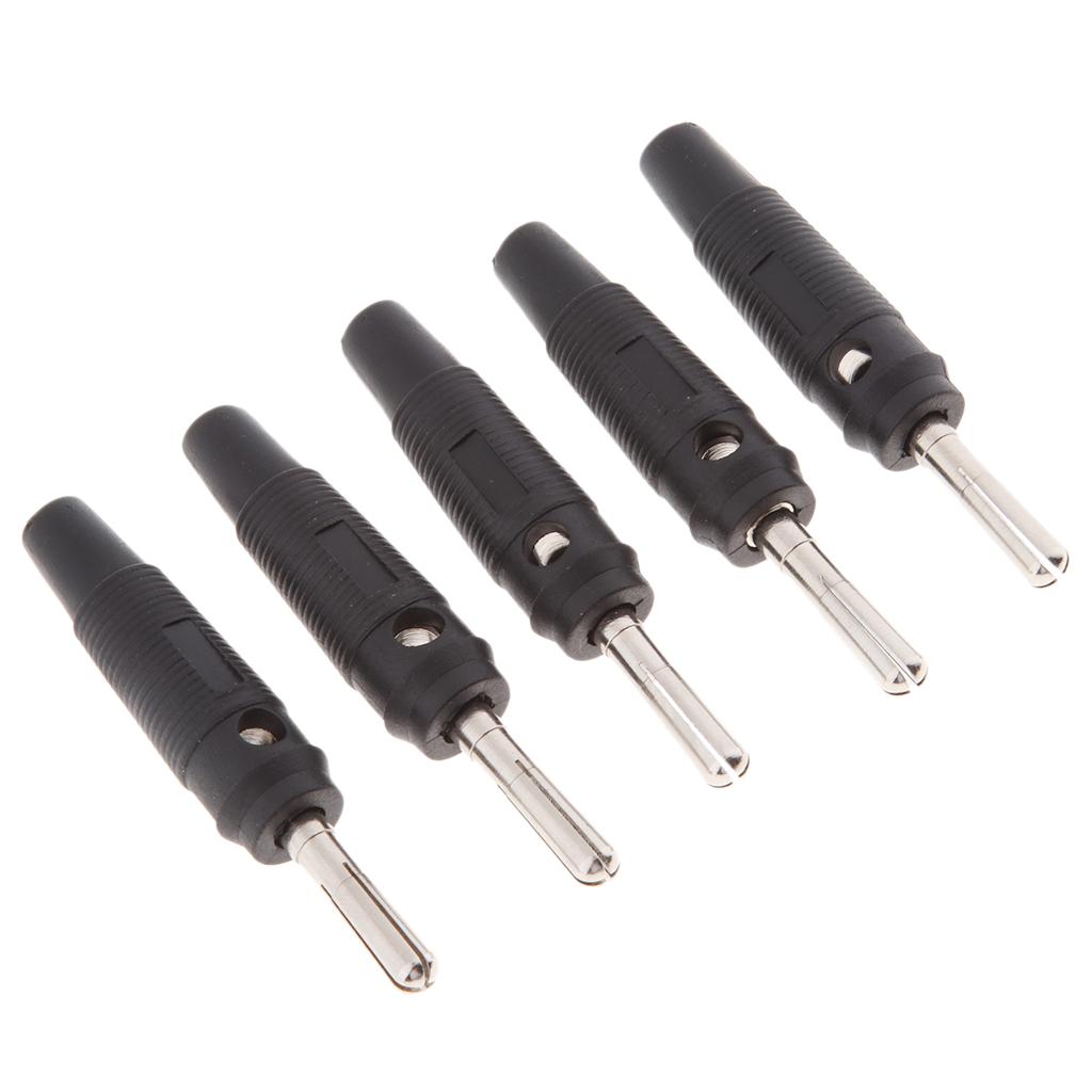 5Pieces 4mm Wire Audio Speaker Cable Banana Plug Connectors Adapter black