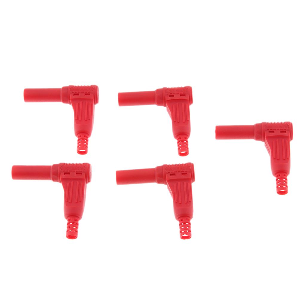 5Piece 4mm Right Angle Banana Male Plug for Multimeter Pen Line Red