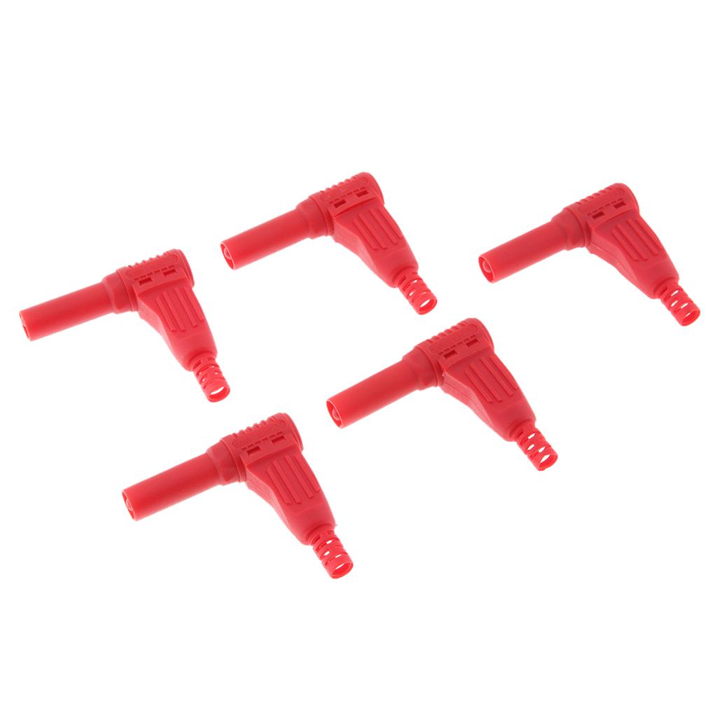 5Piece 4mm Right Angle Banana Male Plug for Multimeter Pen Line Red