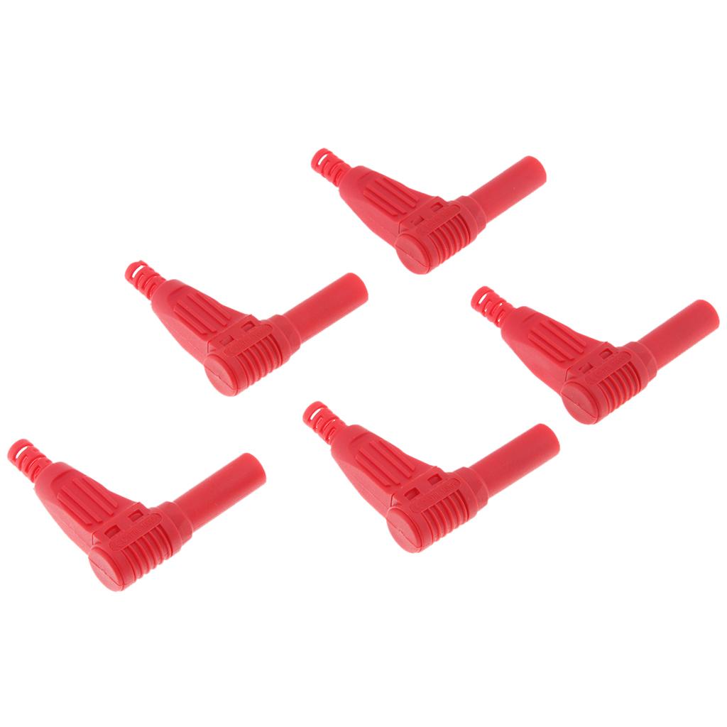 5Piece 4mm Right Angle Banana Male Plug for Multimeter Pen Line Red