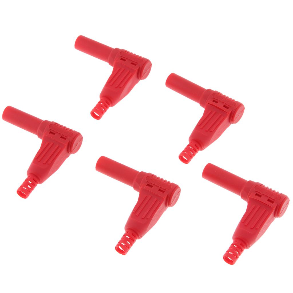 5Piece 4mm Right Angle Banana Male Plug for Multimeter Pen Line Red