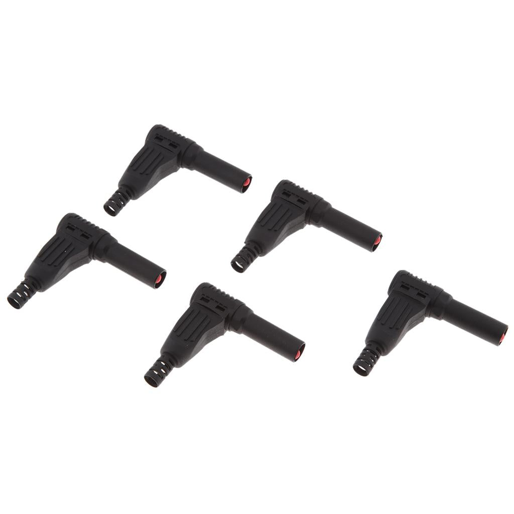 5Piece 4mm Right Angle Banana Male Plug for Multimeter Pen Line Black