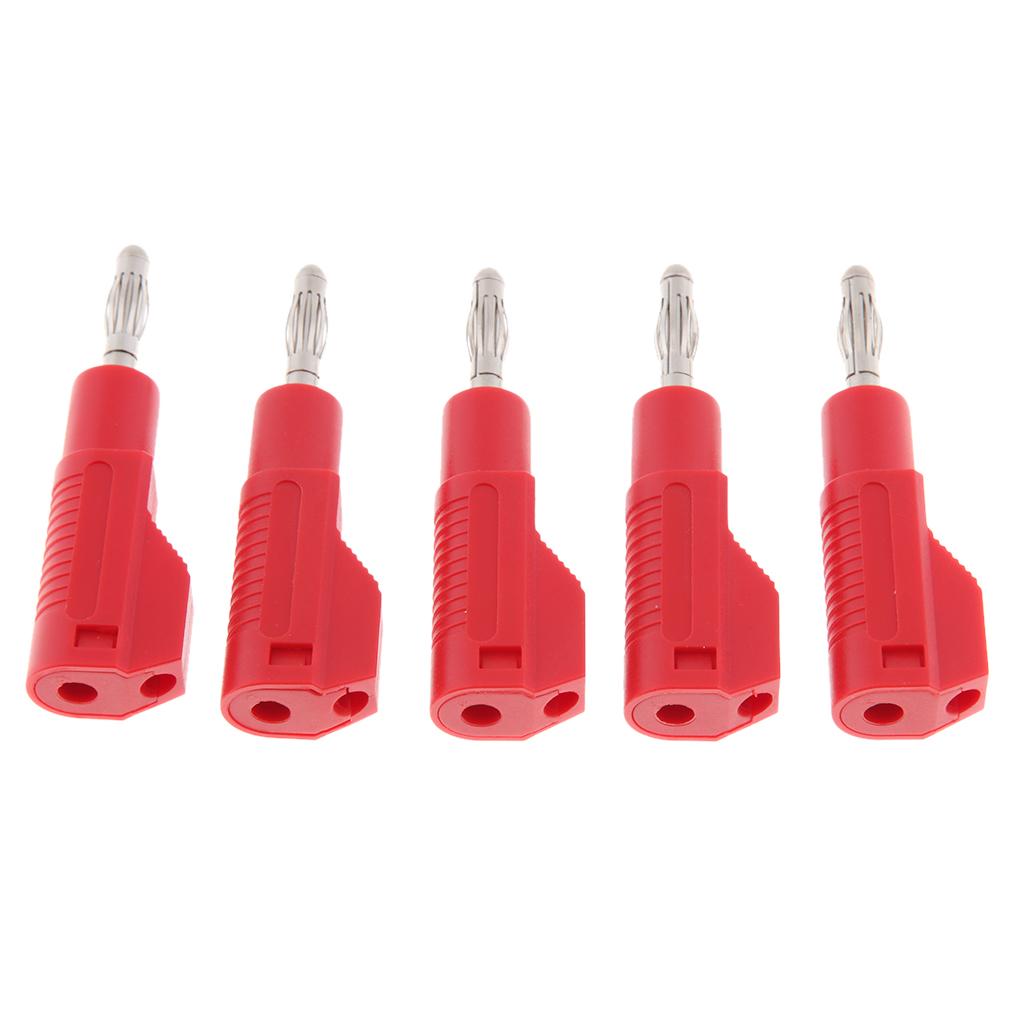 5Pcs Unshrouded Stackable 4mm Banana Plug Speaker Cable Connectors  red