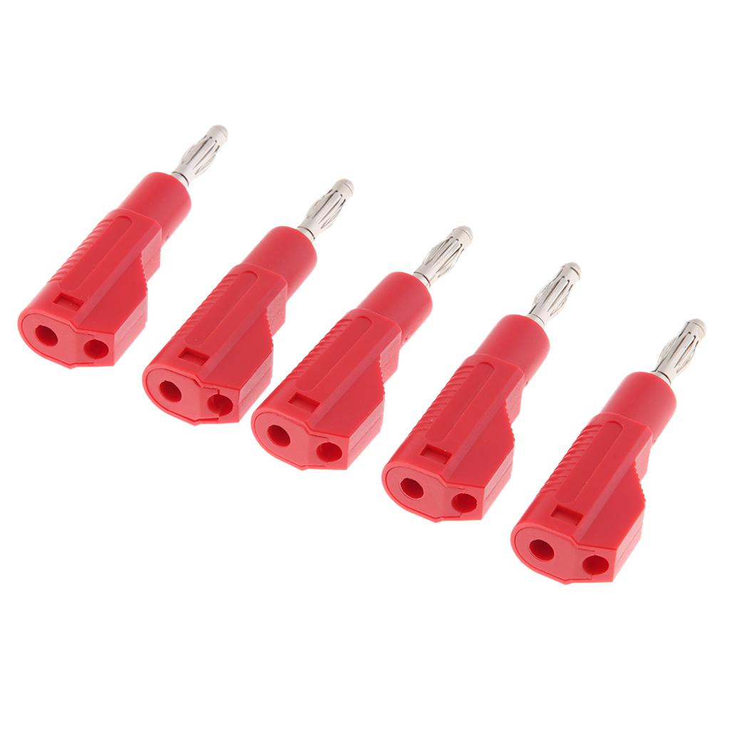 5Pcs Unshrouded Stackable 4mm Banana Plug Speaker Cable Connectors  red