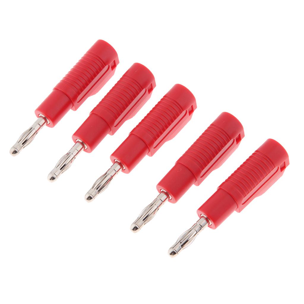 5Pcs Unshrouded Stackable 4mm Banana Plug Speaker Cable Connectors  red