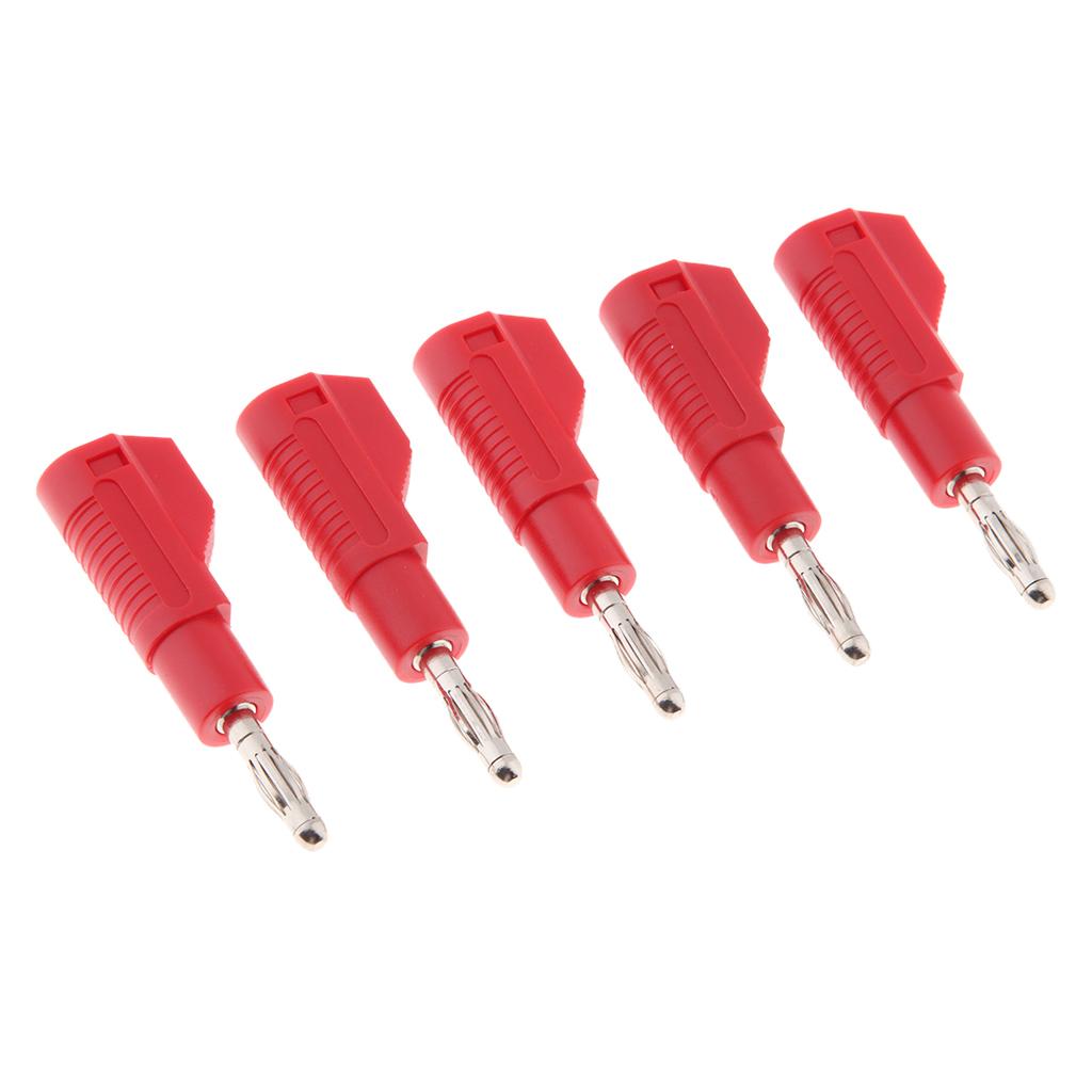 5Pcs Unshrouded Stackable 4mm Banana Plug Speaker Cable Connectors  red