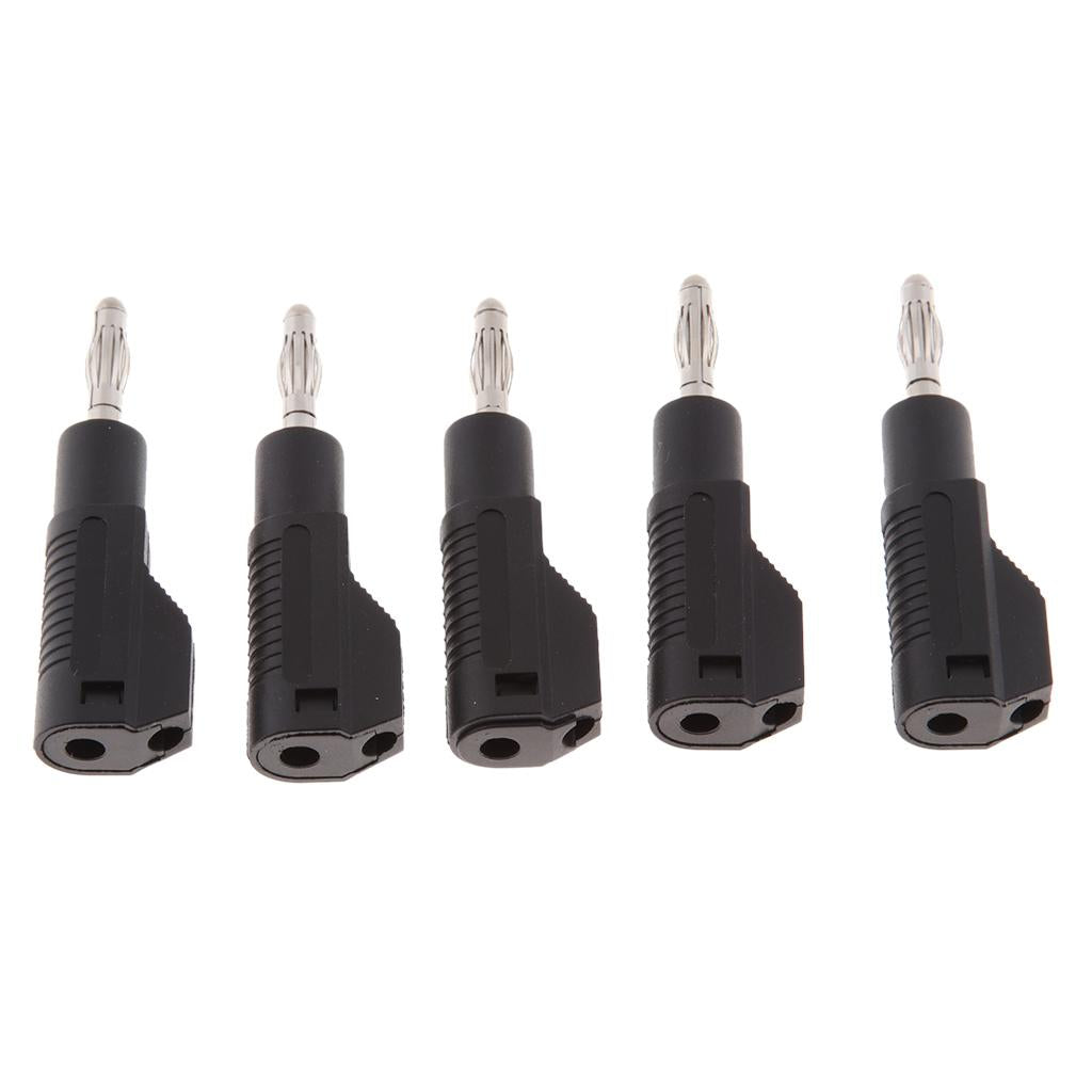 5Pcs Unshrouded Stackable 4mm Banana Plug Speaker Cable Connectors  black