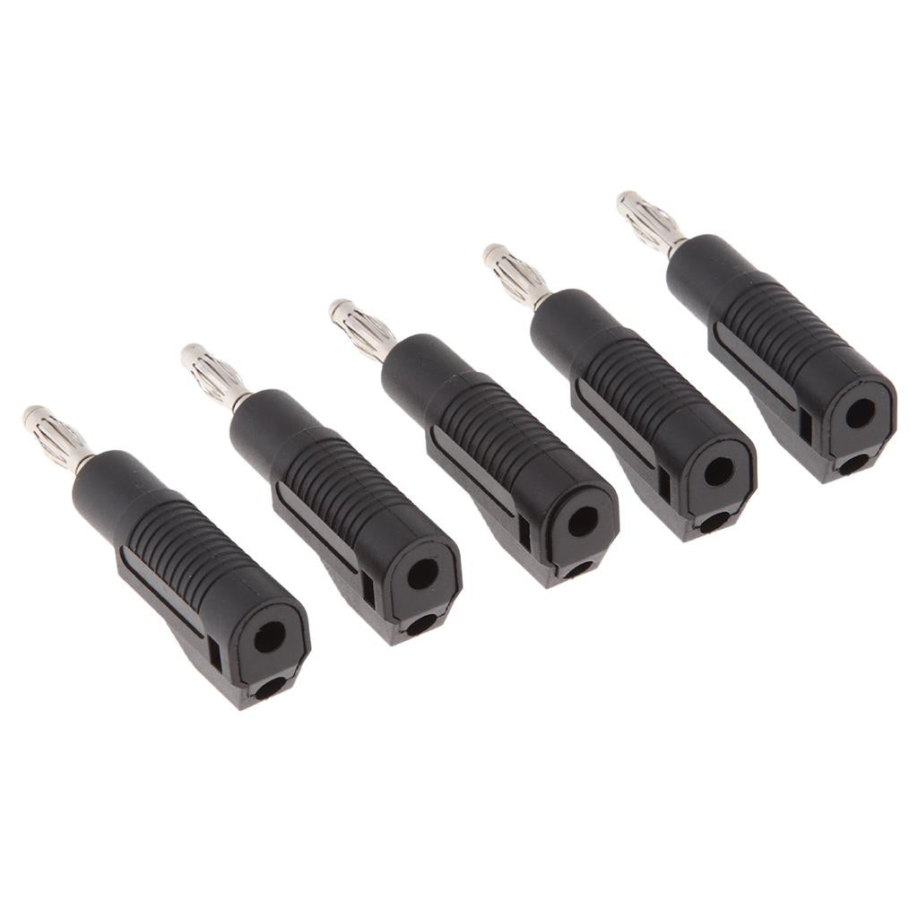 5Pcs Unshrouded Stackable 4mm Banana Plug Speaker Cable Connectors  black