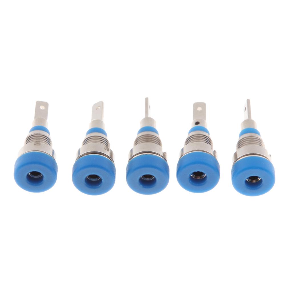 5Pieces 2mm Banana Jack Binding Post Nut for Multimeter Banana Socket blue