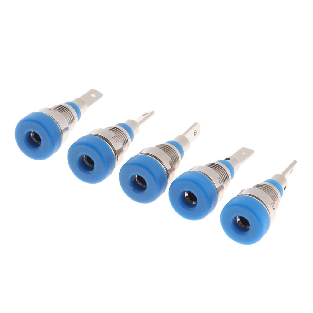 5Pieces 2mm Banana Jack Binding Post Nut for Multimeter Banana Socket blue