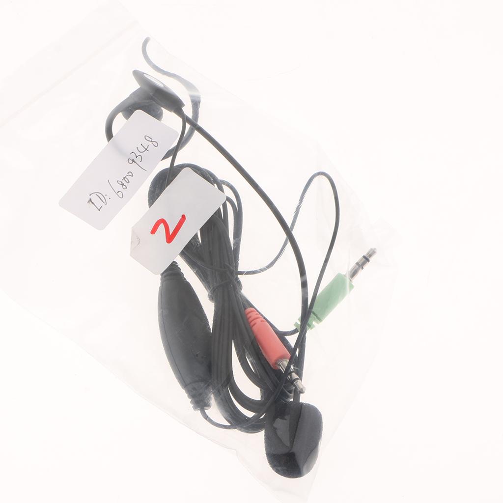 Dual 3.5mm Earhook Monaural Headset, Hands-Free Call Center Headphone for PC