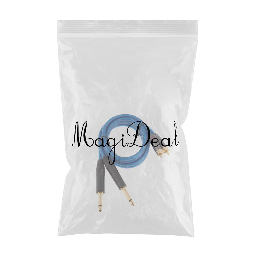 Dual 6.35mm 1/4inch Jack Plug to Dual RCA Male Plug Audio Cable 1meter