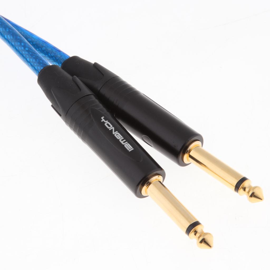 Dual 6.35mm 1/4inch Jack Plug to Dual RCA Male Plug Audio Cable 1meter