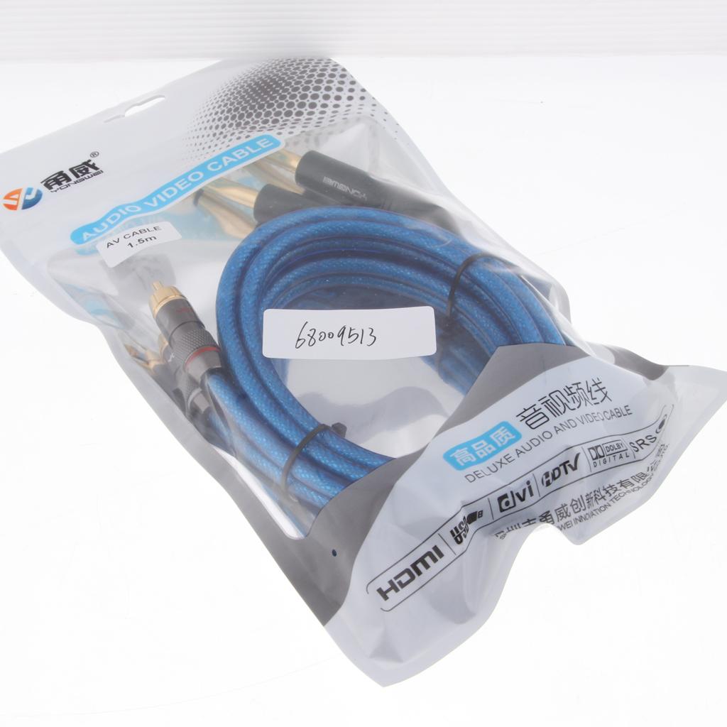 Dual 6.35mm 1/4inch Jack Plug to Dual RCA Male Plug Audio Cable 1.5meter