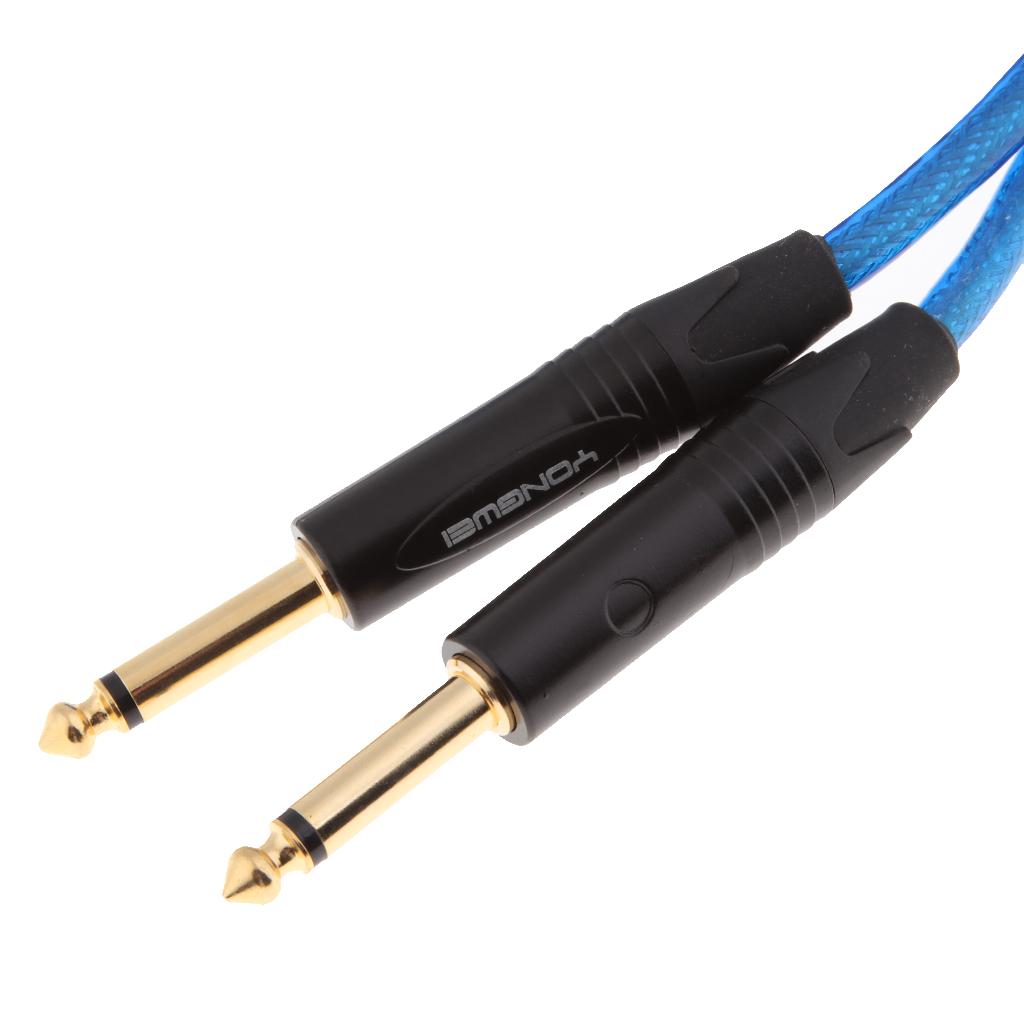 Dual 6.35mm 1/4inch Jack Plug to Dual RCA Male Plug Audio Cable 1.5meter