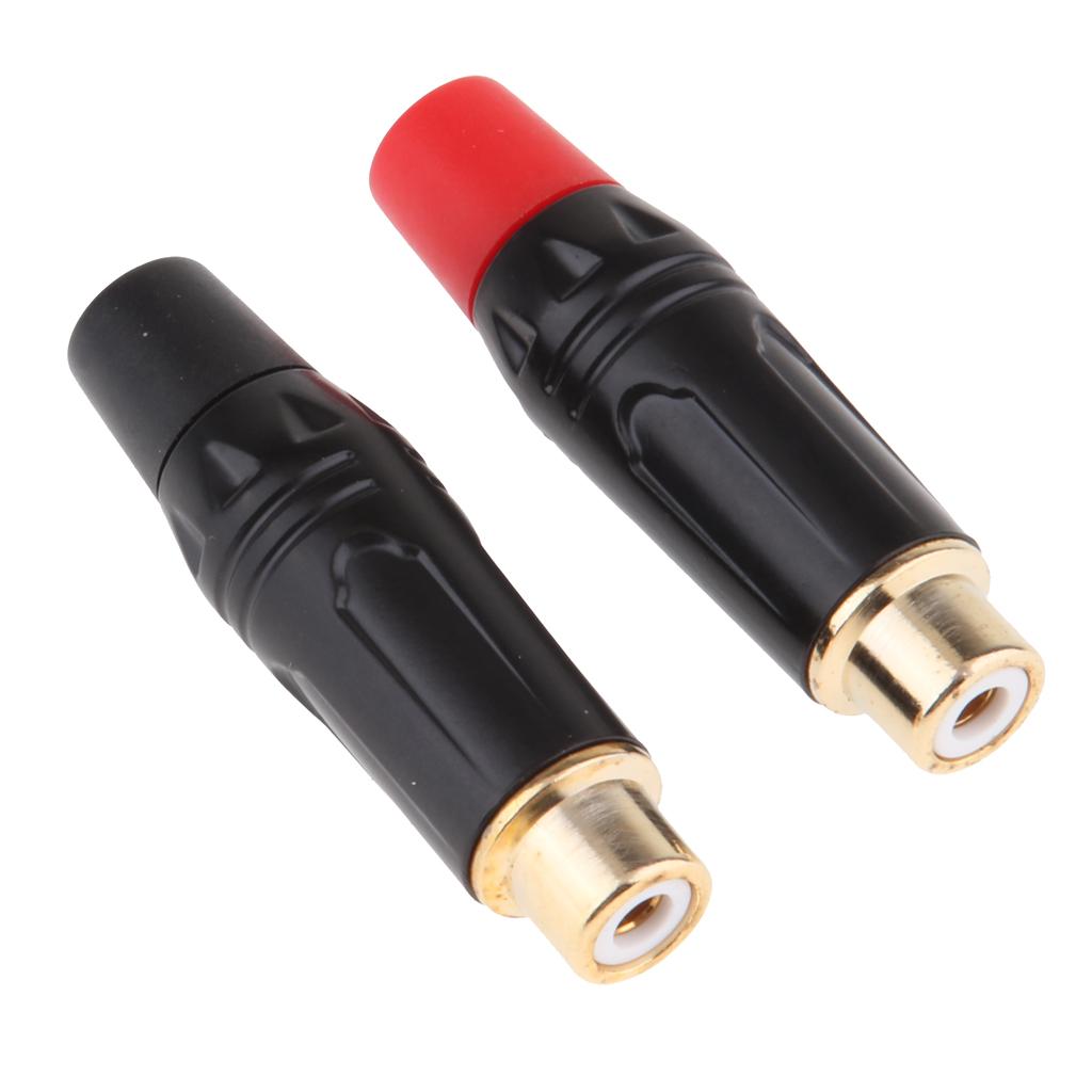 2Psc Gold Plated RCA Female Plug Adapter Audio Cable Connector Speaker Plugs