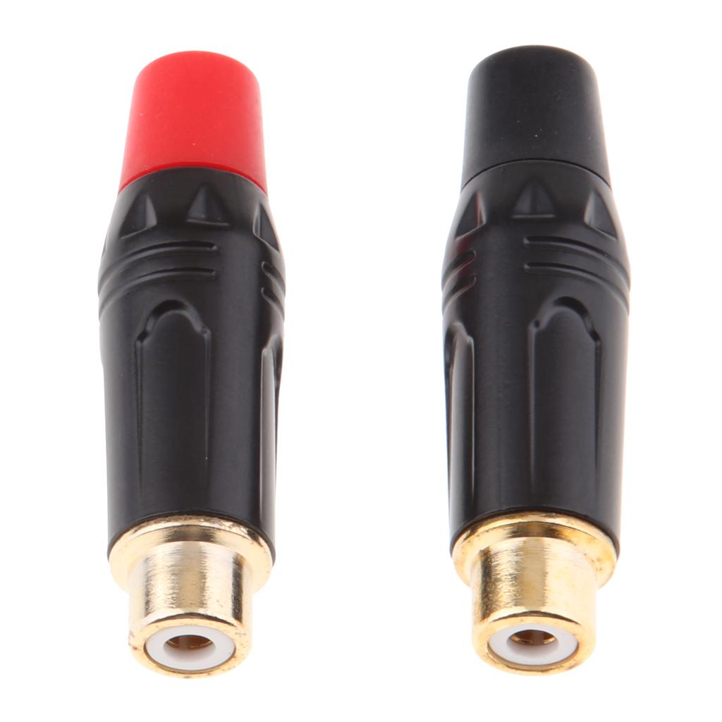 2Psc Gold Plated RCA Female Plug Adapter Audio Cable Connector Speaker Plugs