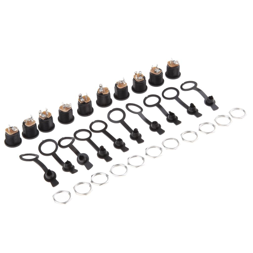 10Pcs DC-022 5.5 x 2.1mm DC Female Power Socket Outlet Connector Panel & Cap