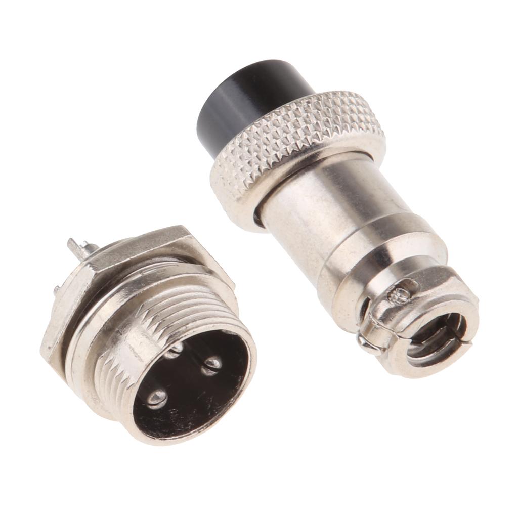 3xPair GX16 3Pins Waterproof Male Female Panel Metal Aviation Wire Connector