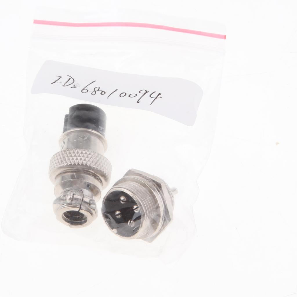 4xPair GX16 4Pins Waterproof Male Female Panel Metal Aviation Wire Connector