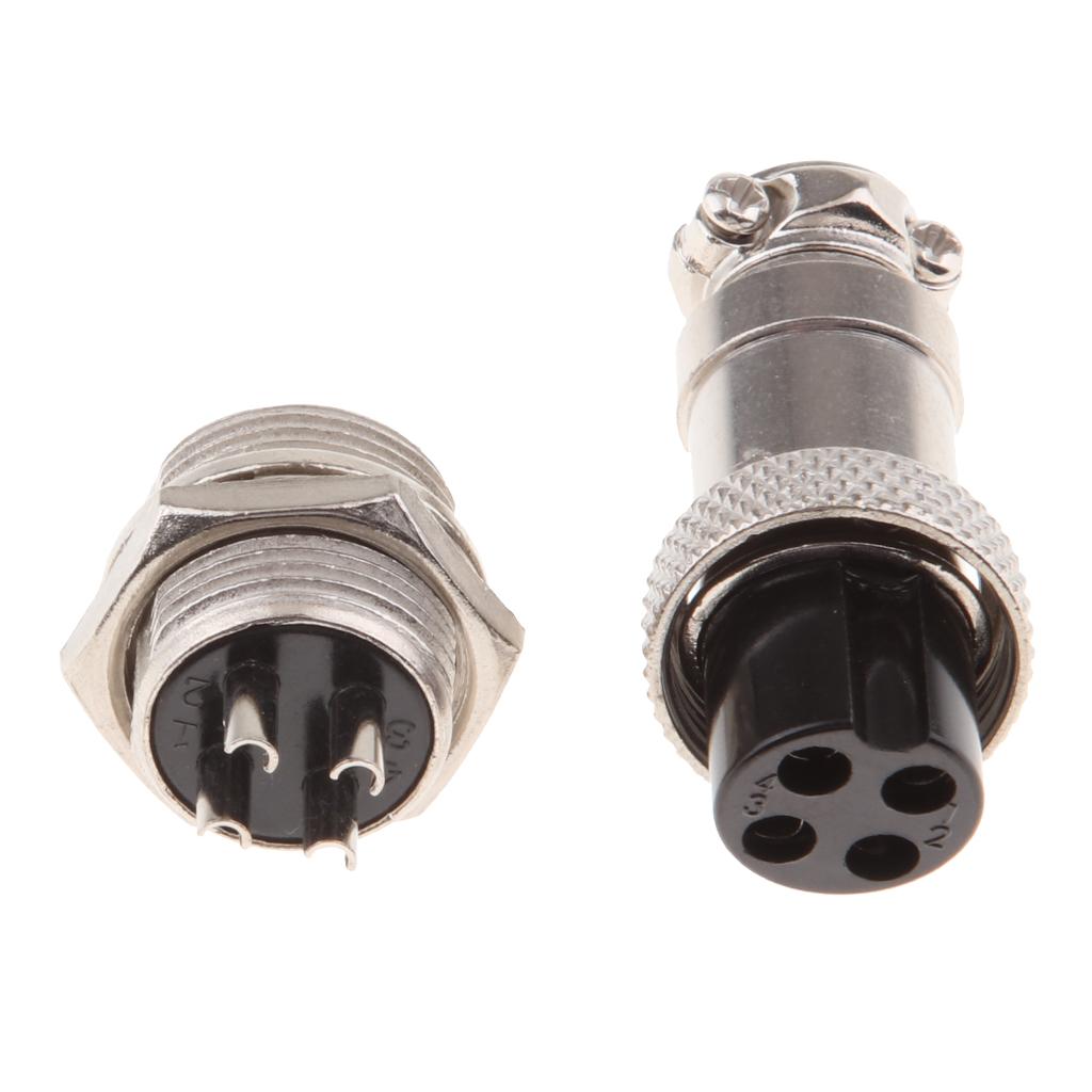 4xPair GX16 4Pins Waterproof Male Female Panel Metal Aviation Wire Connector