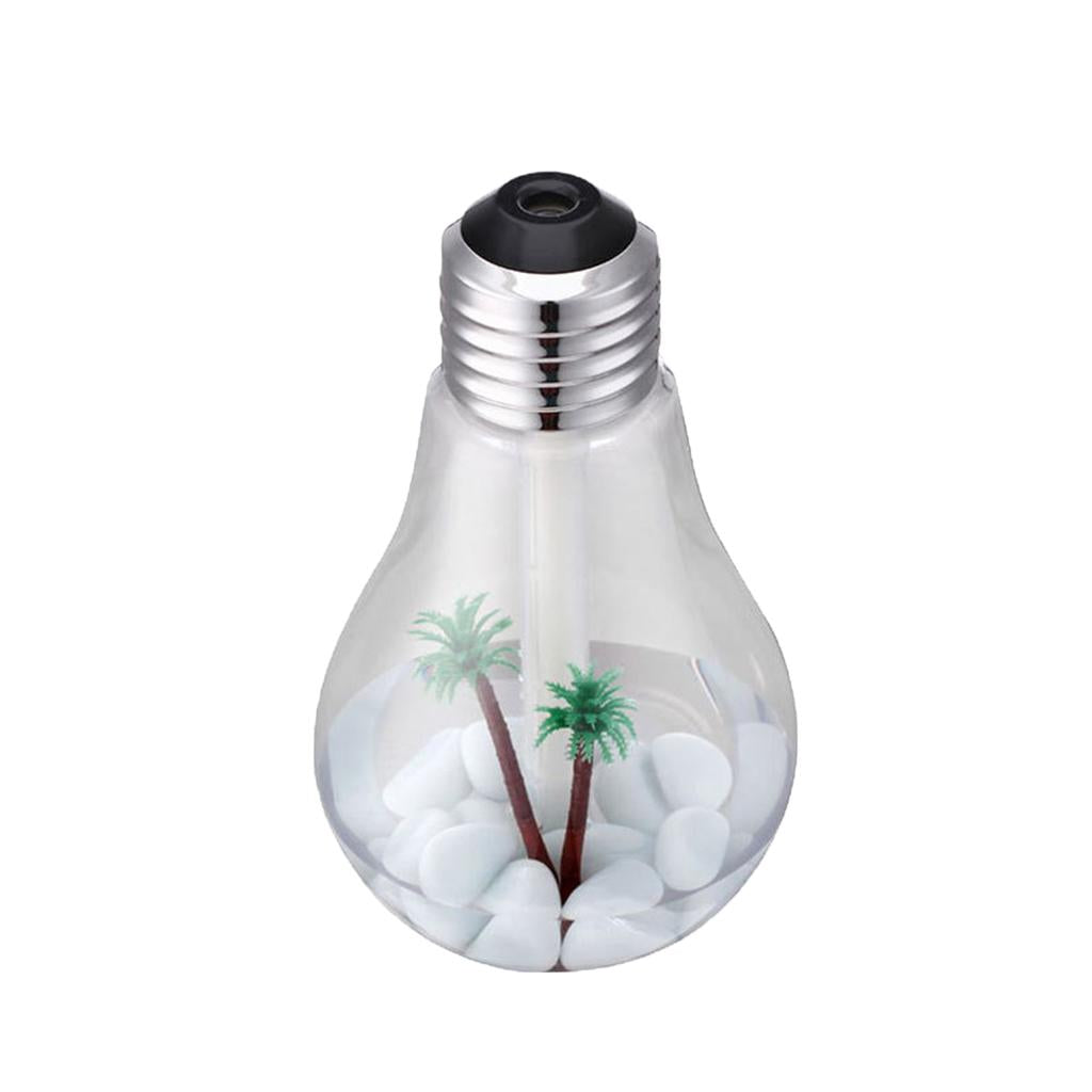 Portable 400ML LED Bulb Humidifier Colorful Light USB Diffuser Air Purifier Silver