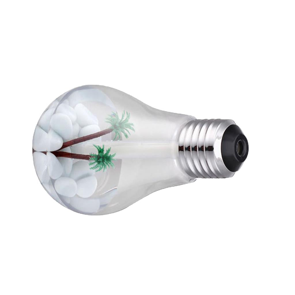 Portable 400ML LED Bulb Humidifier Colorful Light USB Diffuser Air Purifier Silver