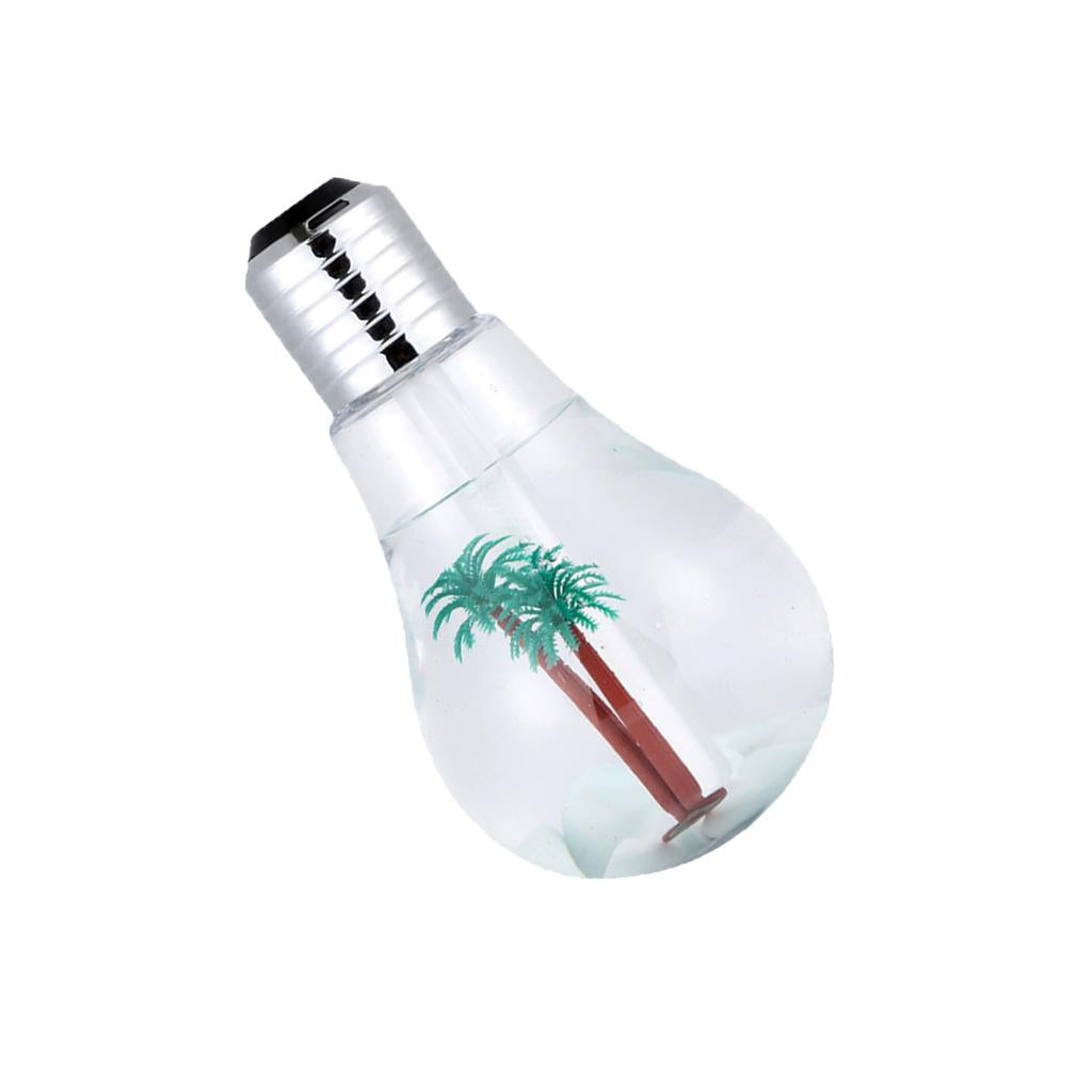 Portable 400ML LED Bulb Humidifier Colorful Light USB Diffuser Air Purifier Silver