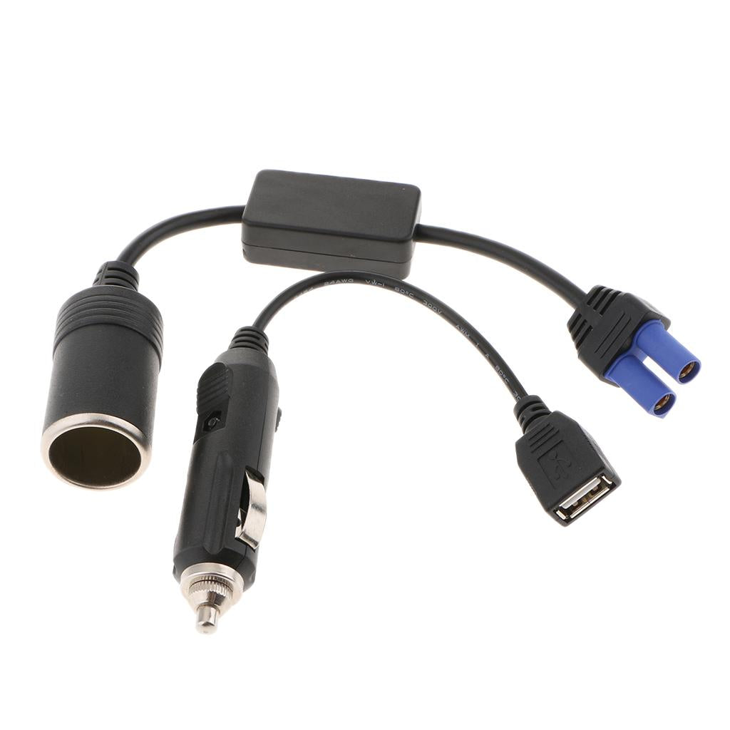 2 in 1 EC5 to Female Cigarette Lighter Socket & Car Charge to USB Cable