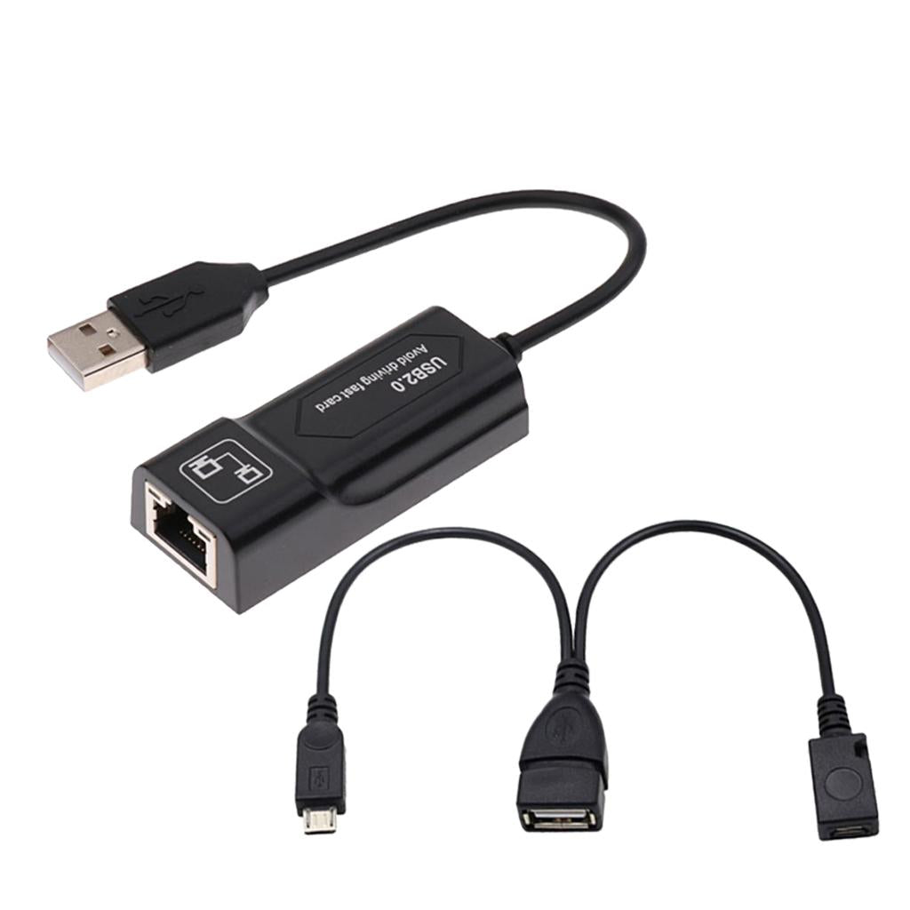 USB 2.0 to LAN Cable & USB Female to Dual Micro USB Port Cable Black
