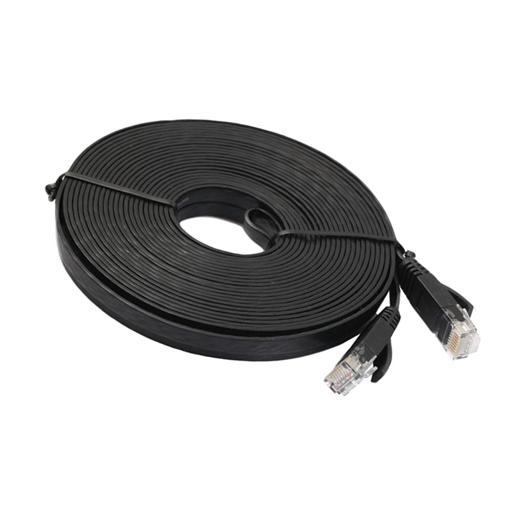 CAT6 Ethernet Network LAN Cable Flat UTP Patch Router Black 30 Meters
