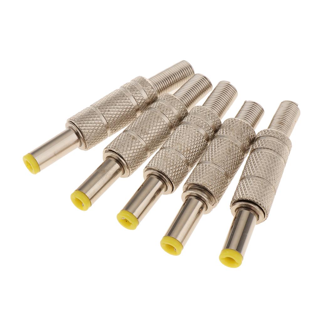 2x5 Pieces DC 5.5x2.5mm Power Male Plug Welding Adapter Connector Metal Shell