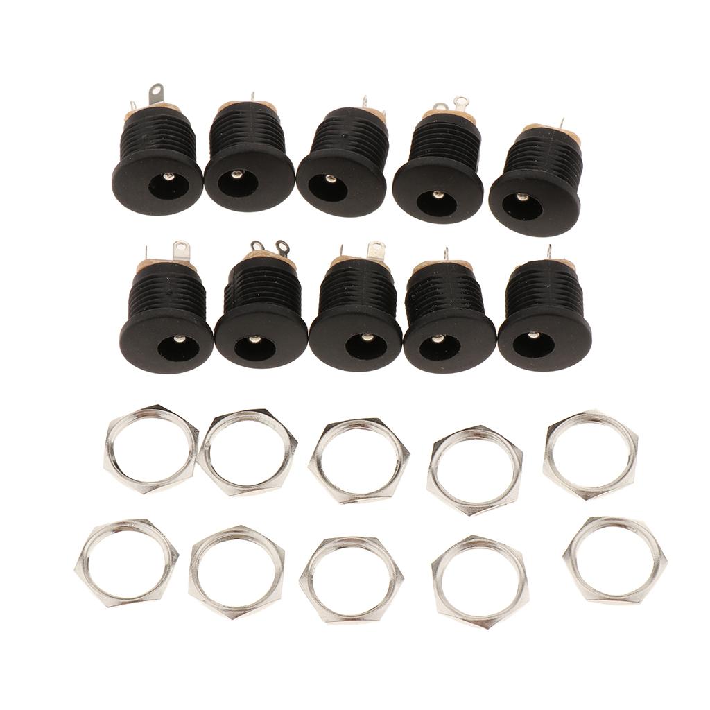 3x10Pieces DC 5.5x2.5mm Power Supply Jack Socket and Screw Nuts