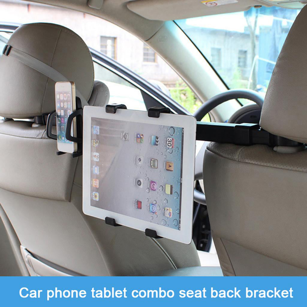 Car Rear Seat Pillow Stand Phone Tablet Holder Adjustable Bracket Black