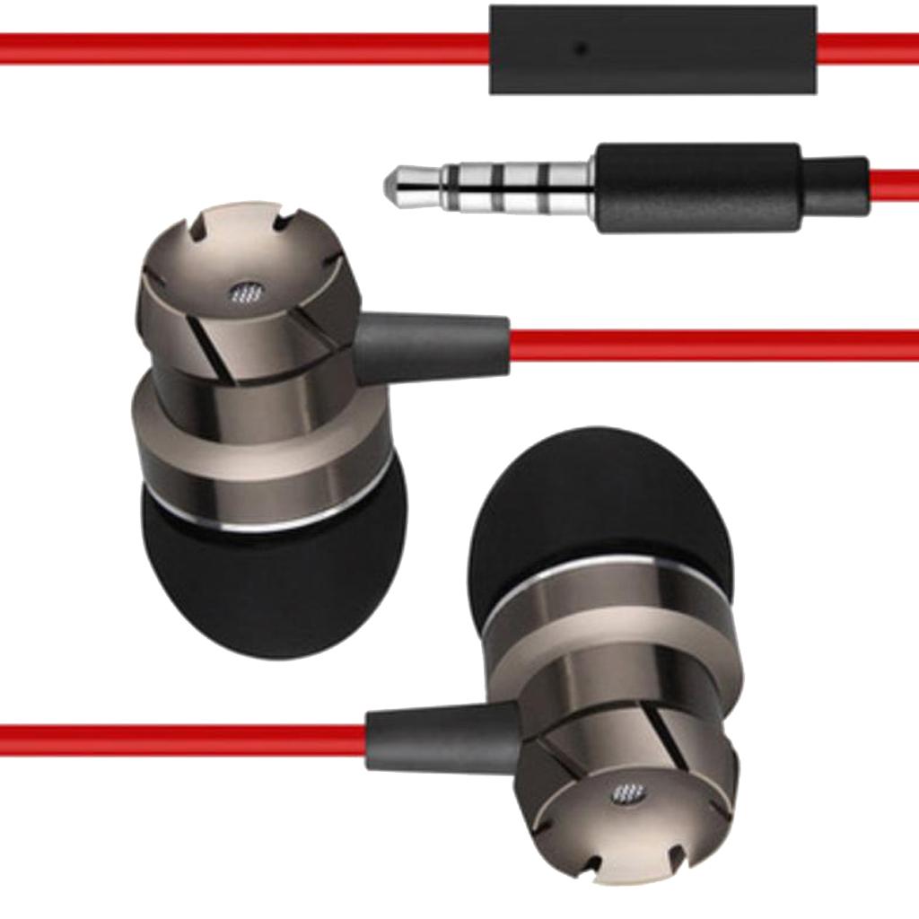2x3.5mm SuperBass Music In-ear Stereo Headphones Headset With Mic Red