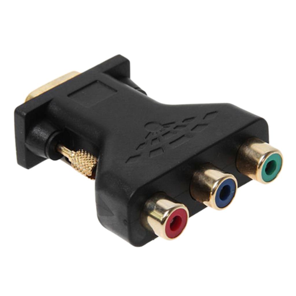 3x3 RCA RGB Video Female To 15-PIN VGA Male Component Video Jack Adapter Black