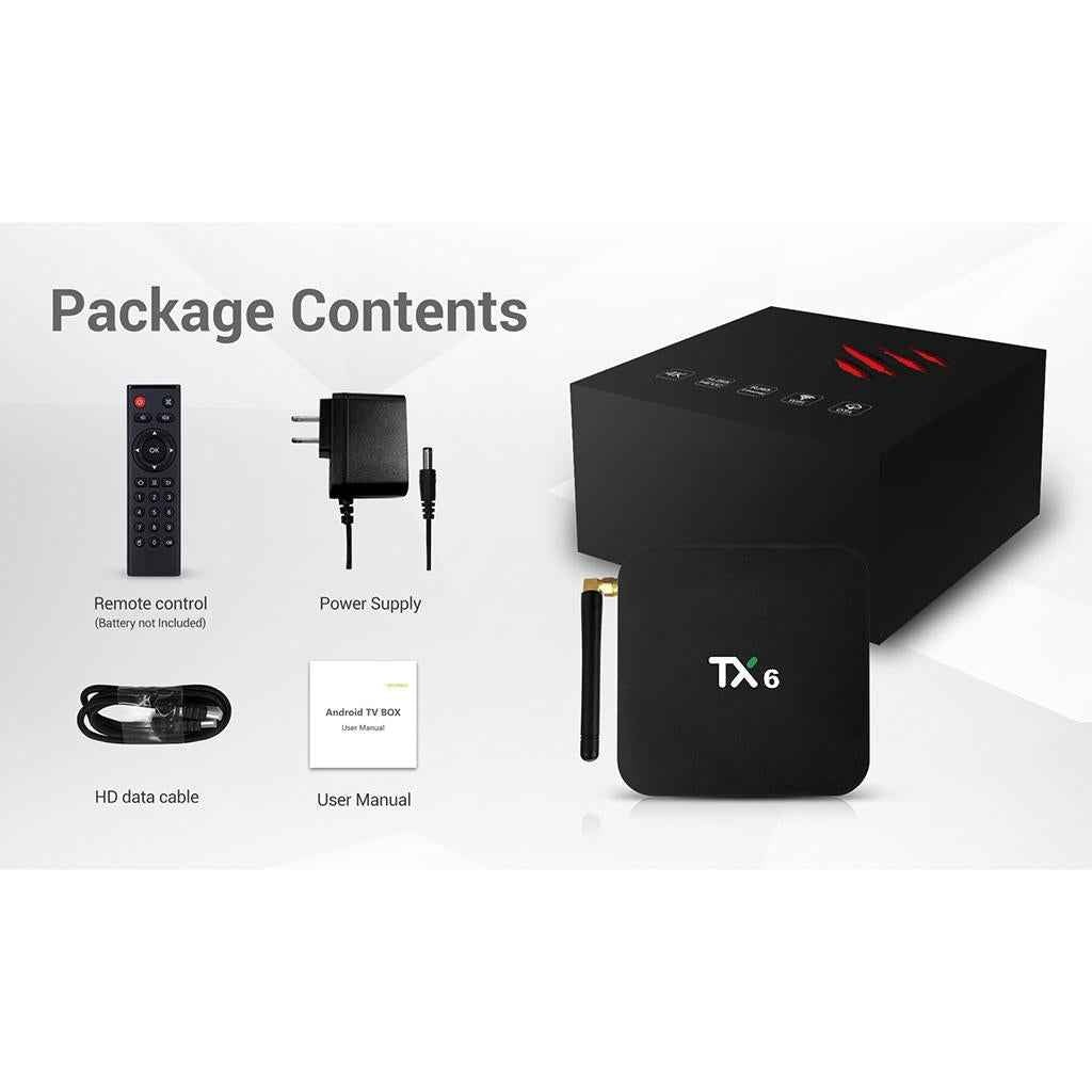 TX6 Android 9.0 TV BOX H6 Quad Core BT 4.1 WiFi 4K 3D Media Player US  2+16G Single Frequency