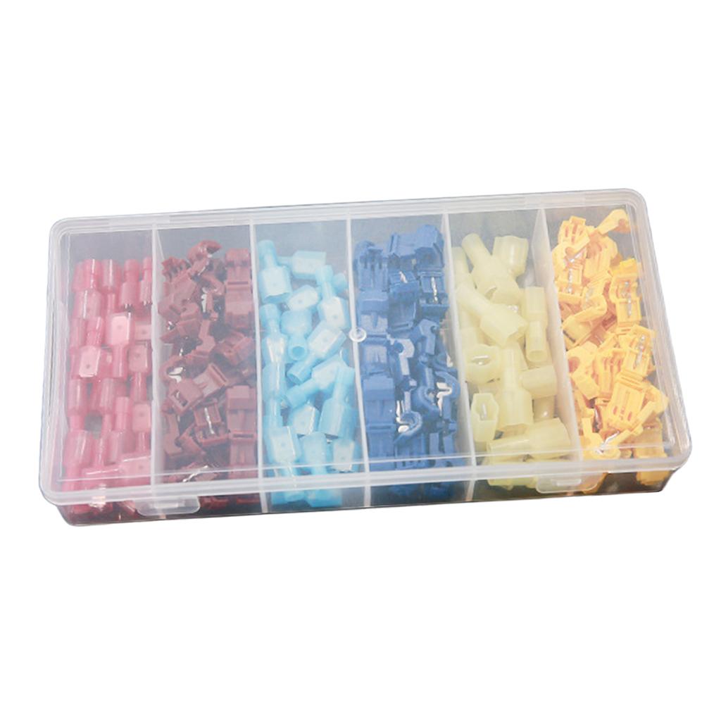 120PCS Nylon Wire Terminal Insulated Crimp T shape with Brass Conductor