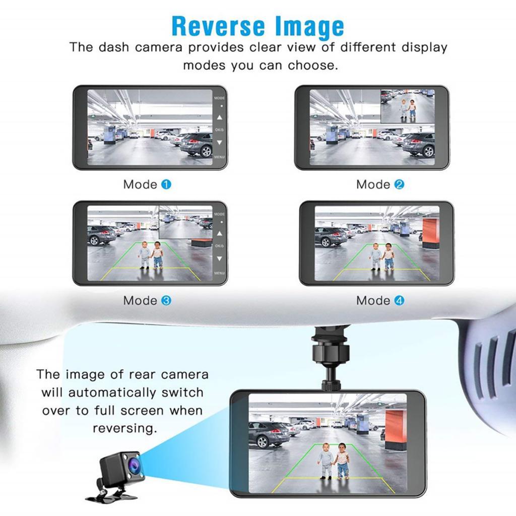 2 Lens 4'' HD 1080P Vehicle Car Dash Cam Rear Video Camera Recorder DVR