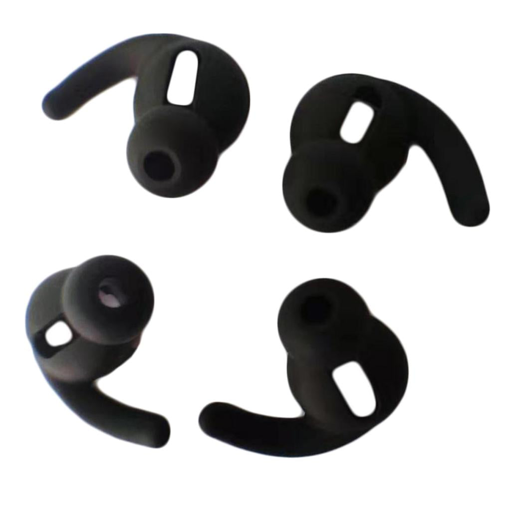4xHeadphones Silicone Ear Tips Cover Earbuds + Case for Airpods Black